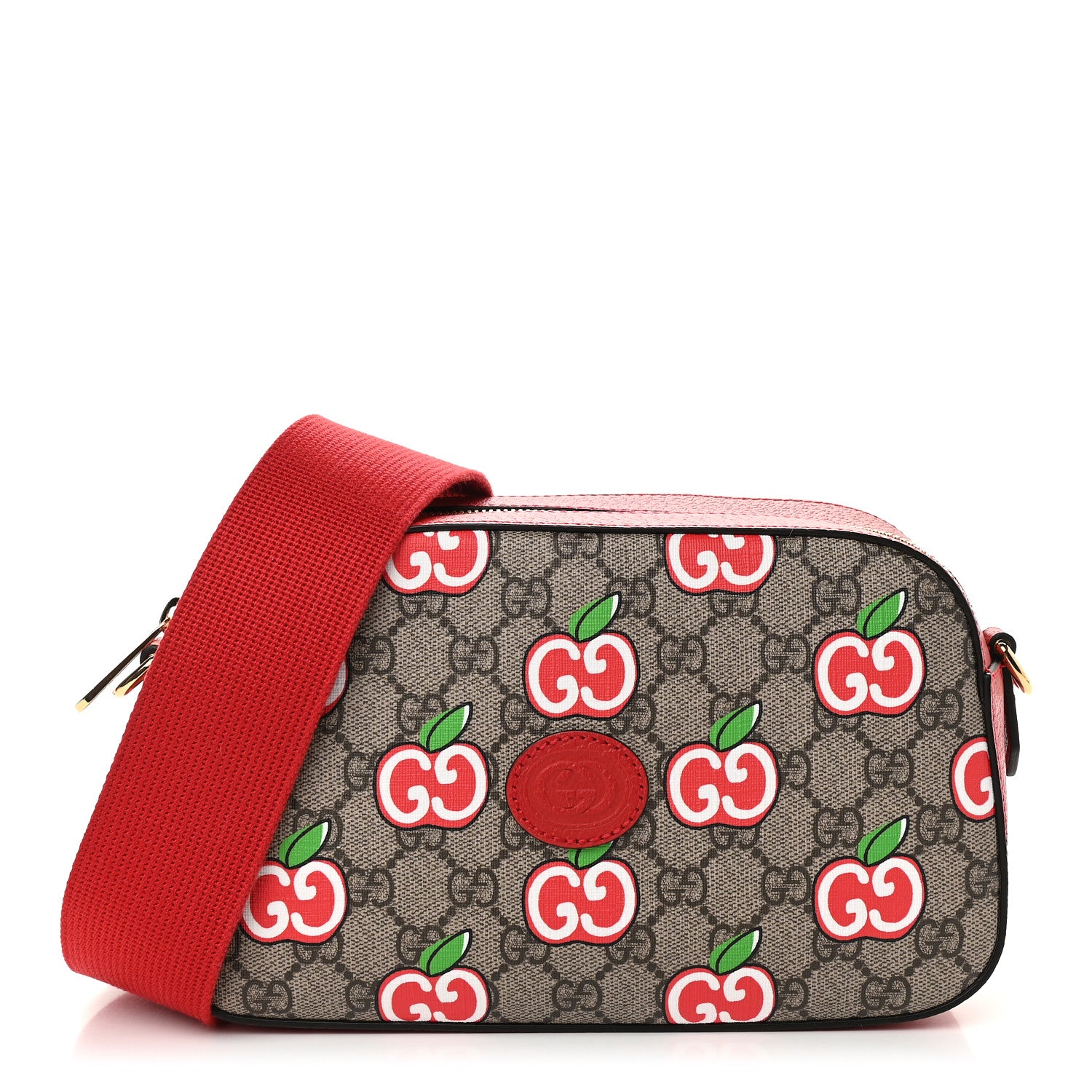 Gucci GG Supreme Monogram Apple Small Retro Interlocking G Shoulder Bag Beige Multicolor Lobster Red 1 of 9