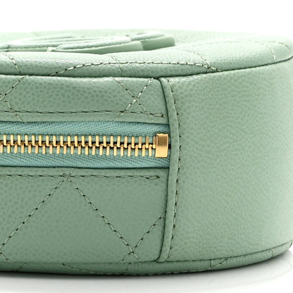 Chanel Caviar Quilted Small Round Vanity With Chain Light Green 9 of 11