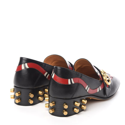 Gucci Malaga Kid Web Kingsnake GG Peyton Loafer Pumps 39 Black 4 of 9