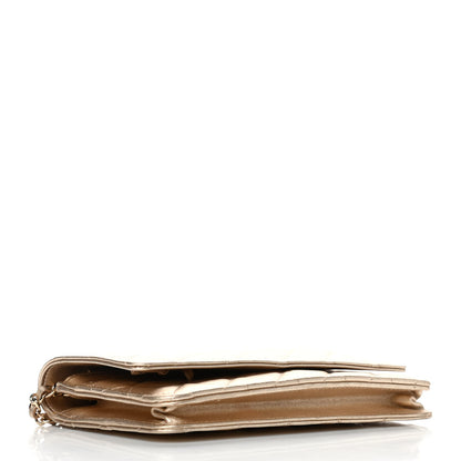 Chanel Metallic Lambskin Quilted Wallet On Chain WOC Gold 3 of 6