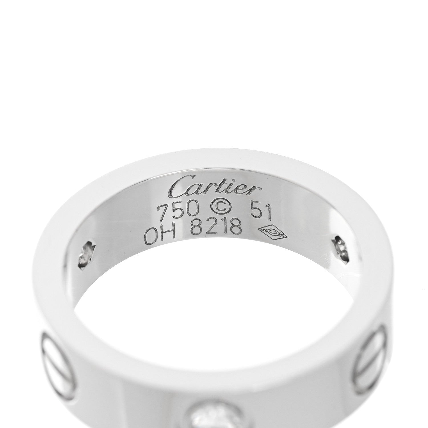 Cartier 18K White Gold 3 Diamond 5.5mm LOVE Ring 51 5.75 4 of 4