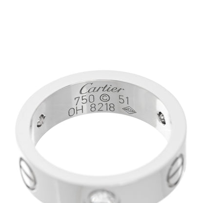 Cartier 18K White Gold 3 Diamond 5.5mm LOVE Ring 51 5.75 4 of 4
