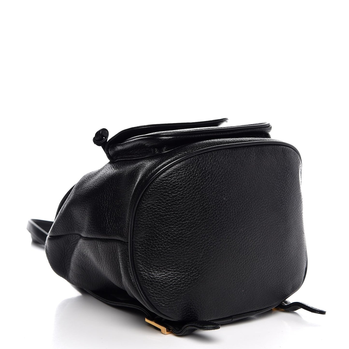 Grained Calfskin Studded Drawstring Backpack Black