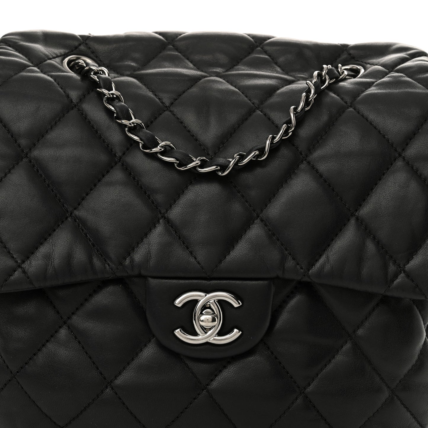 Lambskin Quilted Large Chanel 3 Flap Black