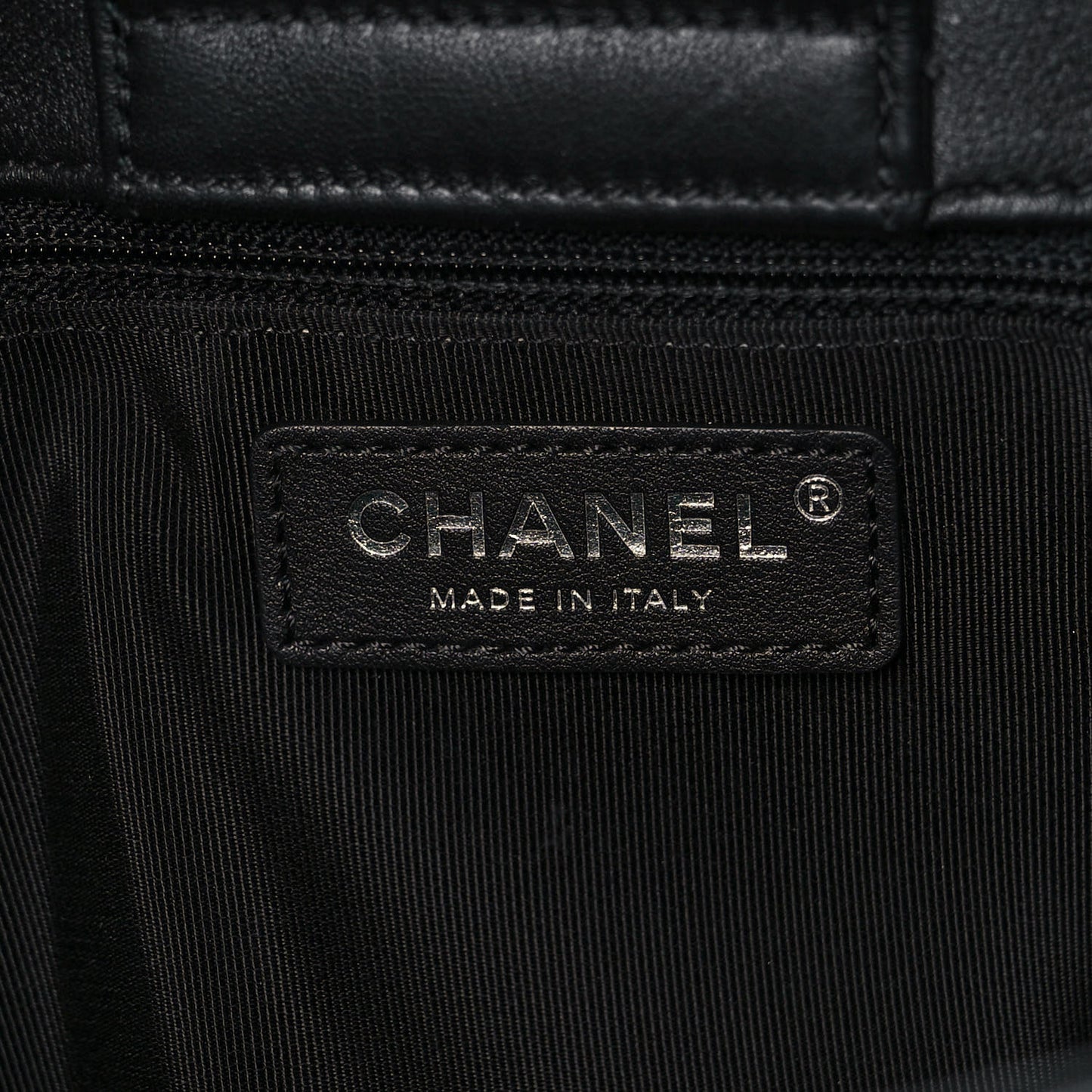 Calfskin Quilted Large Classic Shopping Tote Black