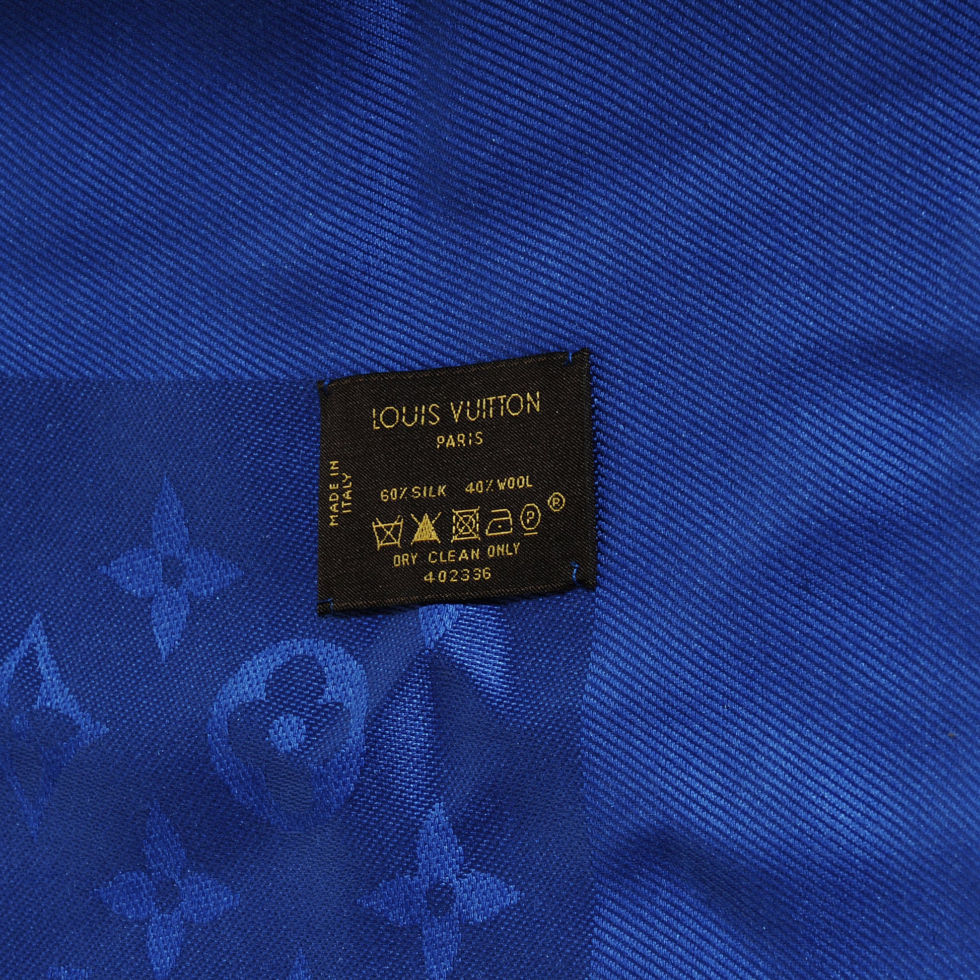 Louis Vuitton Wool Silk Monogram Shawl Blue 4 of 4