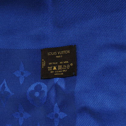 Louis Vuitton Wool Silk Monogram Shawl Blue 4 of 4