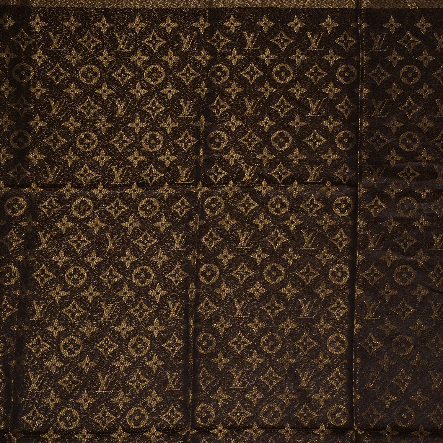 Louis Vuitton Silk Lurex Wool Monogram Shine Shawl Brown 1 of 5