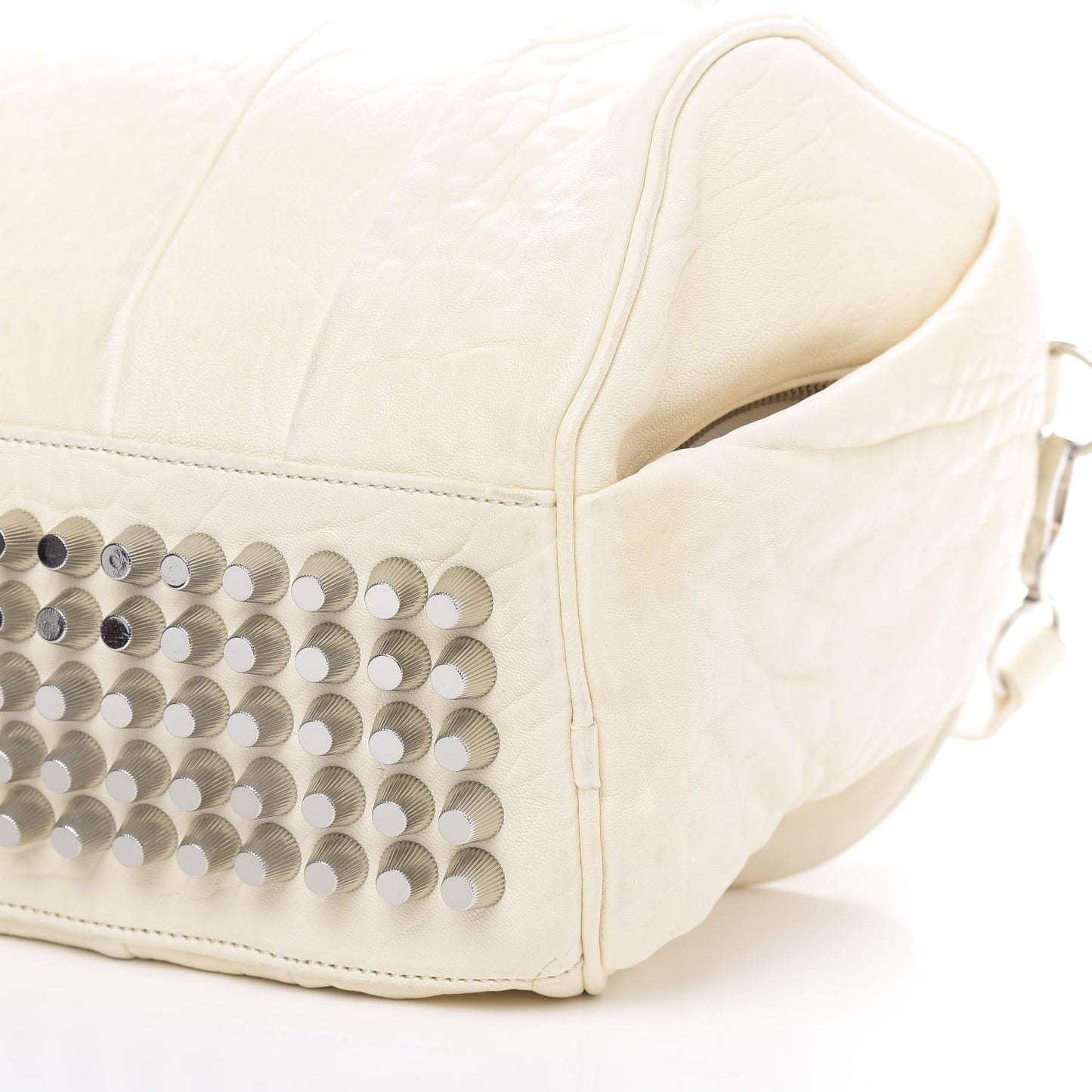 Pebbled Lambskin Rocco Bone Silver Hardware