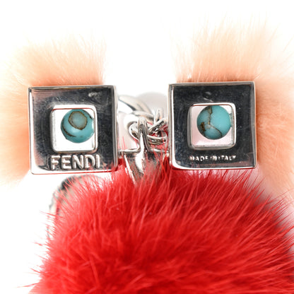 Fendi Metal Mink Fur Hypnoteyes Chick Pom Pom Bag Charm Palladium Palmspring Strawberry 4 of 4