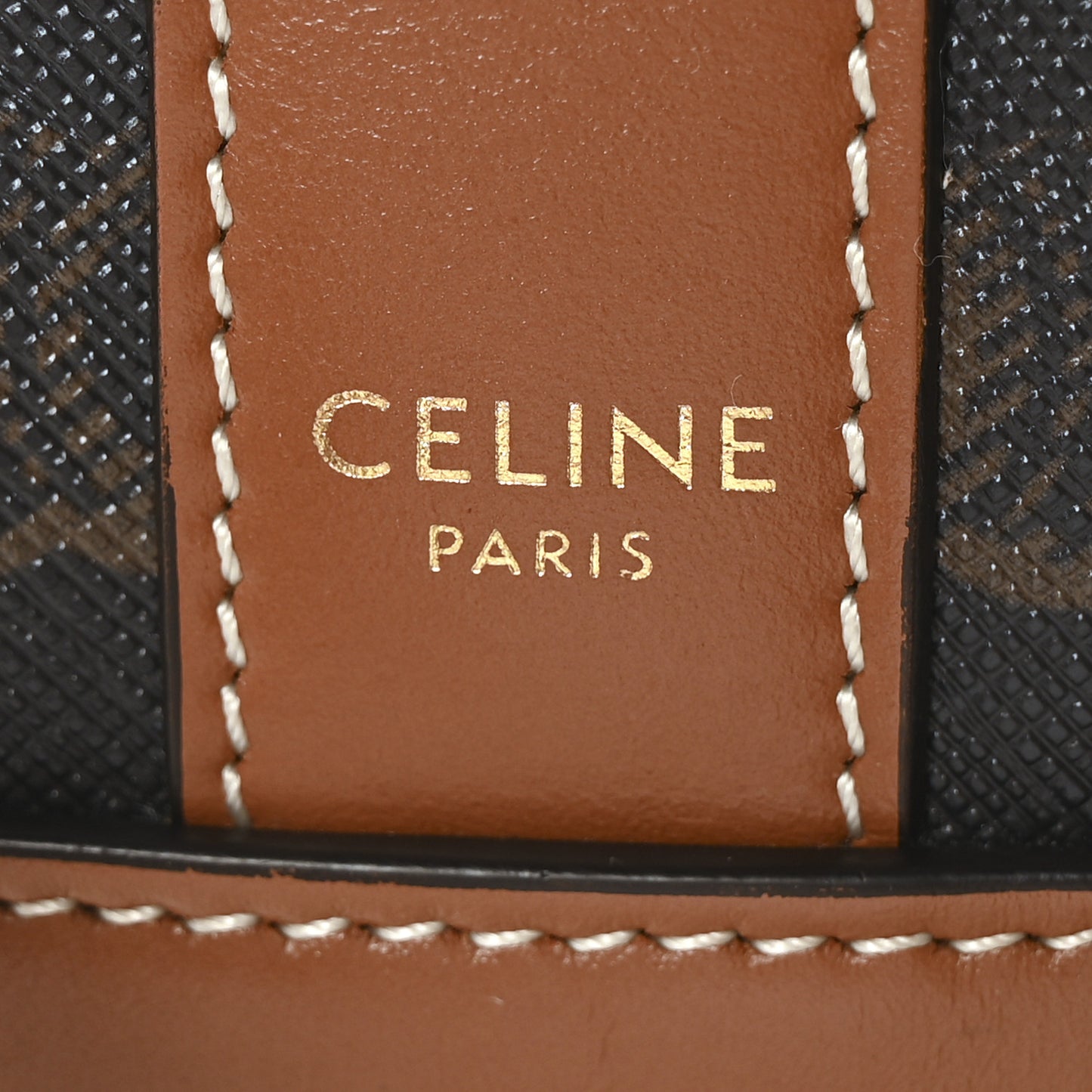 Triomphe Canvas Calfskin Small Bucket Bag Tan