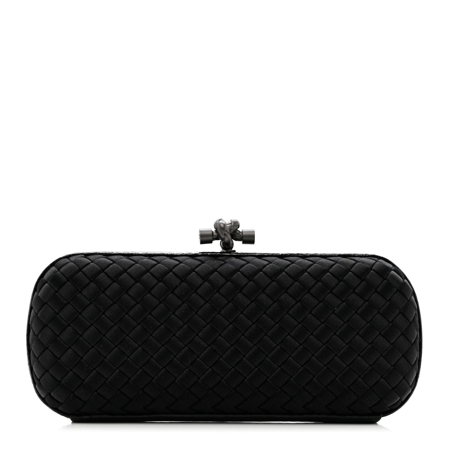 Bottega Veneta Satin Ayers Intreccio Impero Stretch Knot Clutch Black 1 of 7
