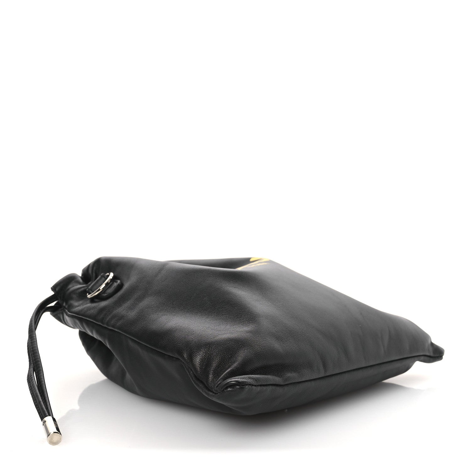 Fendi Soft Nappa Logo Small Drawstring Pouch Bag Black Sunflower 6 of 19