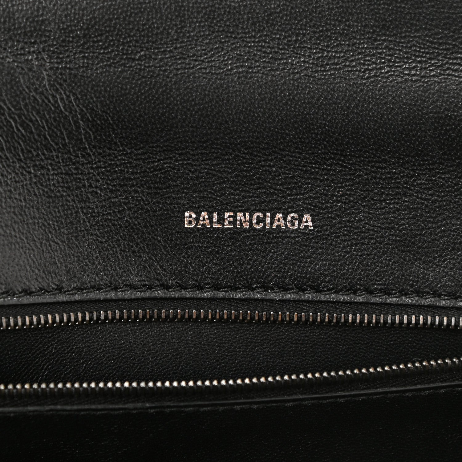Balenciaga Shiny Calfskin Monochrome Crocodile Embossed Small Hourglass Top Handle Bag Black 6 of 8