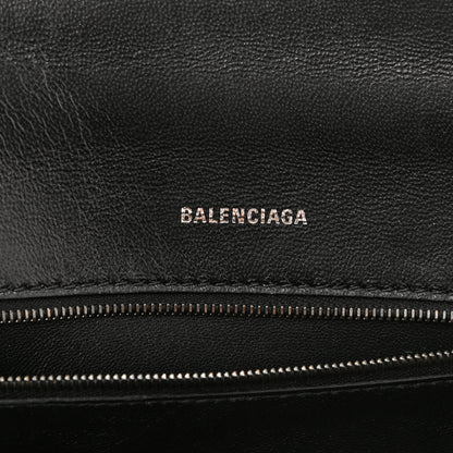 Balenciaga Shiny Calfskin Monochrome Crocodile Embossed Small Hourglass Top Handle Bag Black 6 of 8