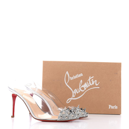 Christian Louboutin PVC Specchio Calf Just Picks 85 Slingback Pumps 39.5 Version Silver 8 of 8