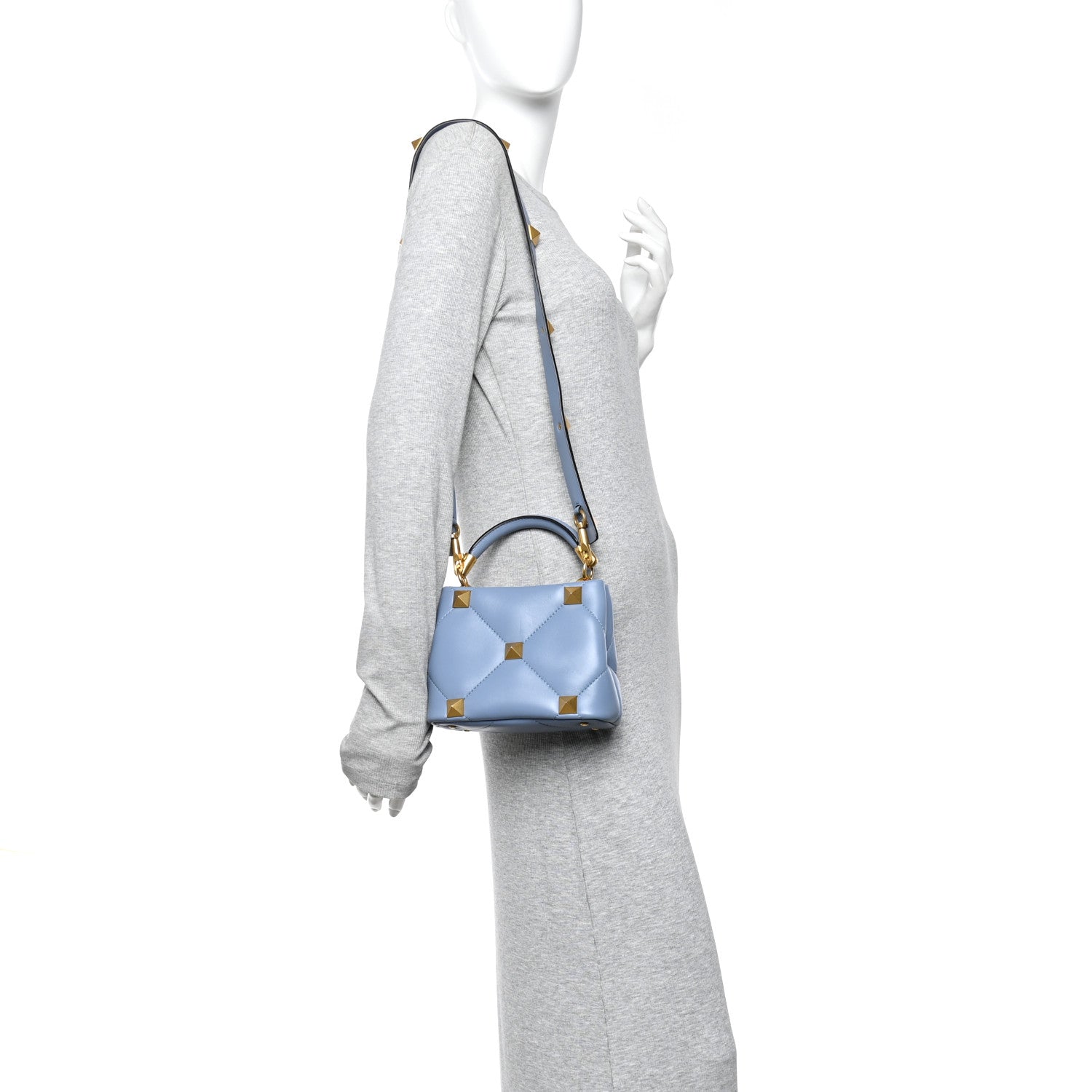 Valentino Garavani Nappa Mini Roman Stud The Handle Bag Niagara 2 of 9
