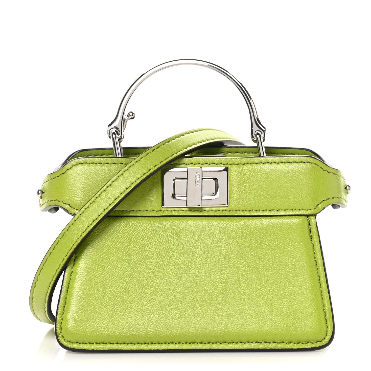 Fendi Shiny Nappa Nano Peekaboo Maxi Handle Satchel Wasabi 1 of 10