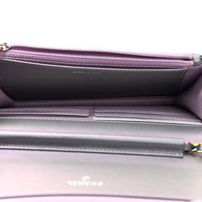 Chanel Iridescent Lambskin Quilted Reissue Wallet On Chain WOC Light Purple 5 of 12