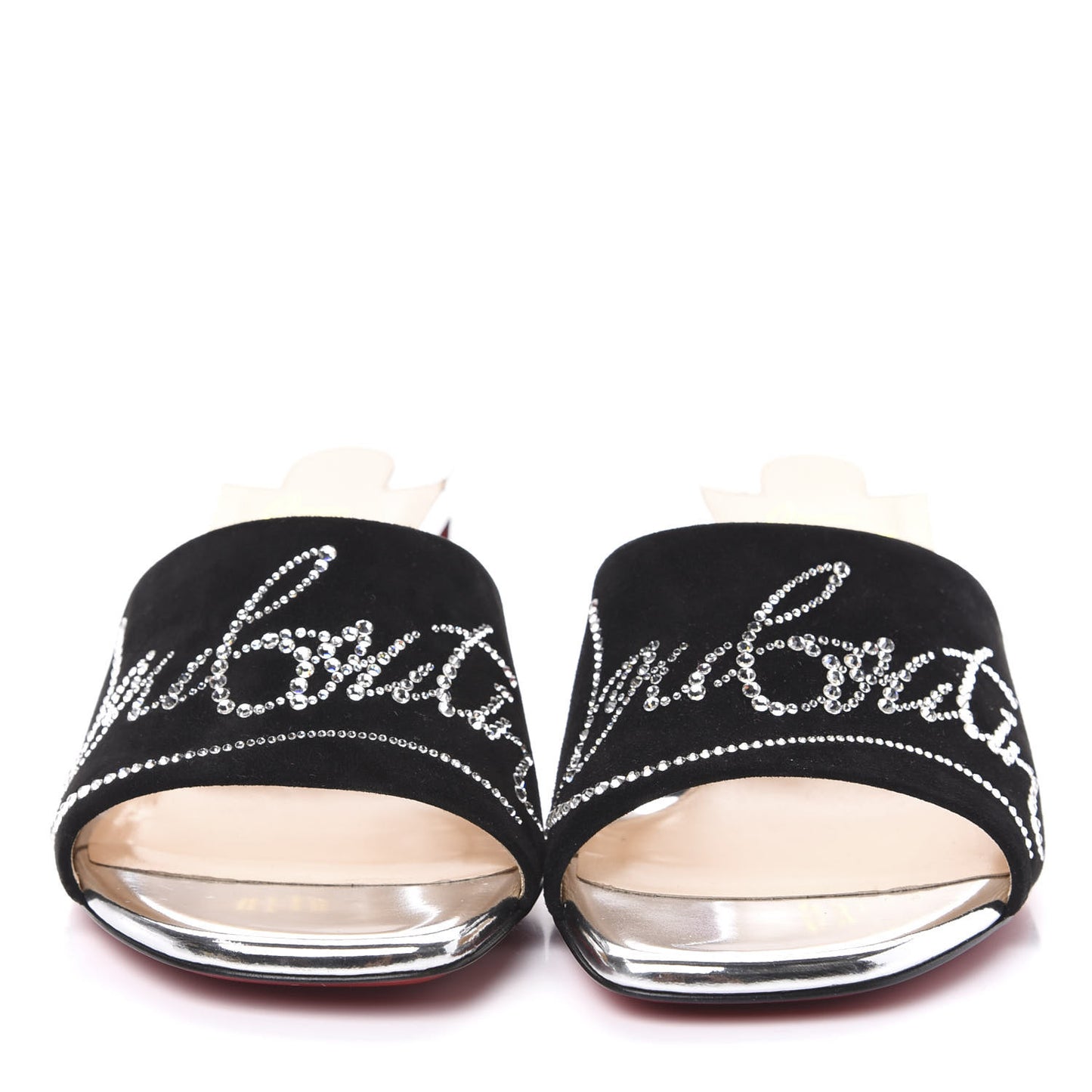 Veau Velours Specchio Dear Home 55 Slide Sandals 36.5 Black Crystal