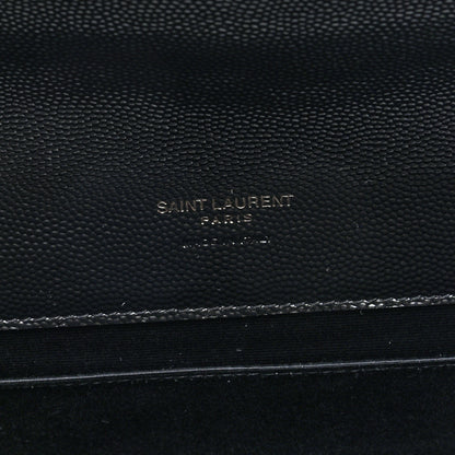 Saint Laurent Grain De Poudre Matelasse Chevron Monogram Monochrome Envelope Clutch Black 5 of 7