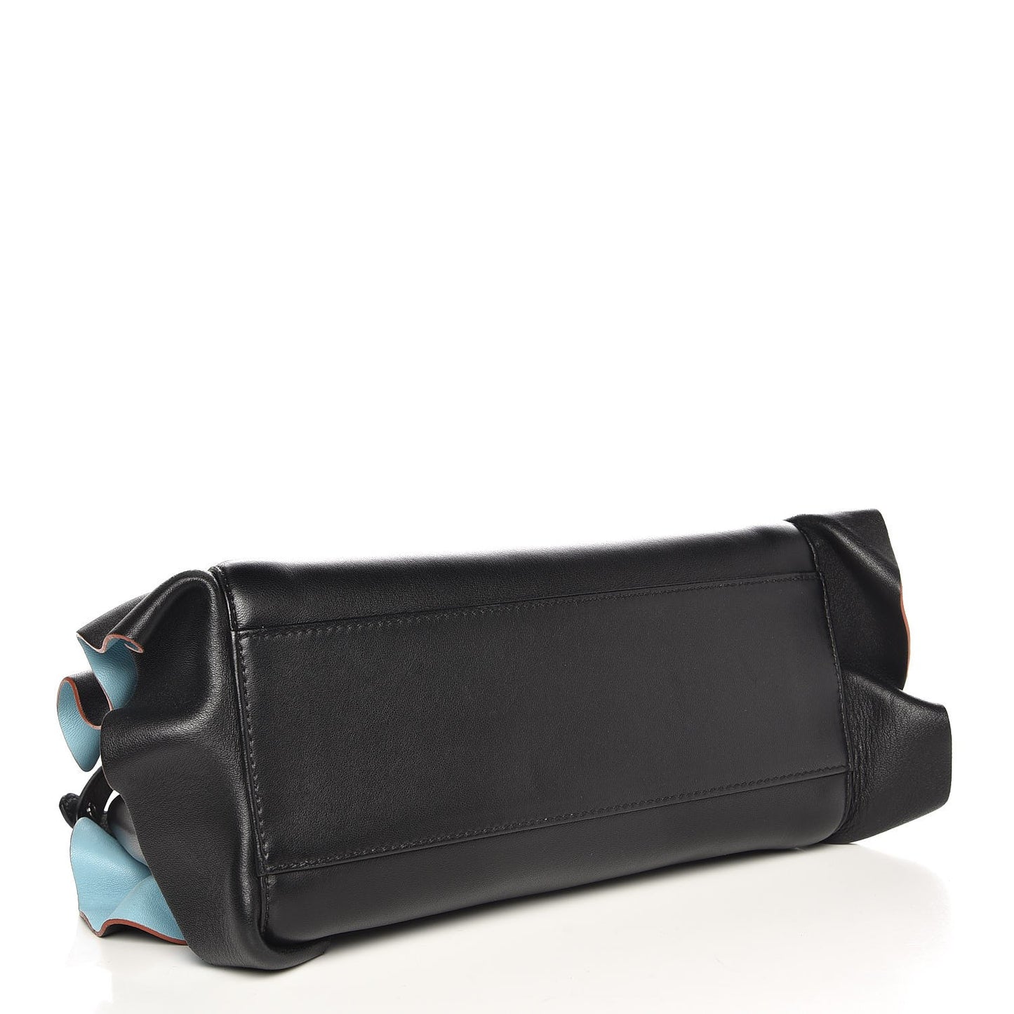 Nappa Waves Bi-Color Mini Peekaboo Iconic Satchel Black Turchese