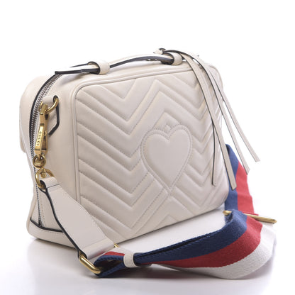 Gucci Calfskin Matelasse Sylvie Web Small GG Marmont Top Handle Shoulder Bag White 3 of 14