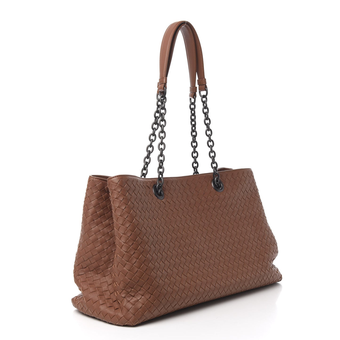 Nappa Intrecciato Large Classic Chain Strap Tote Noce