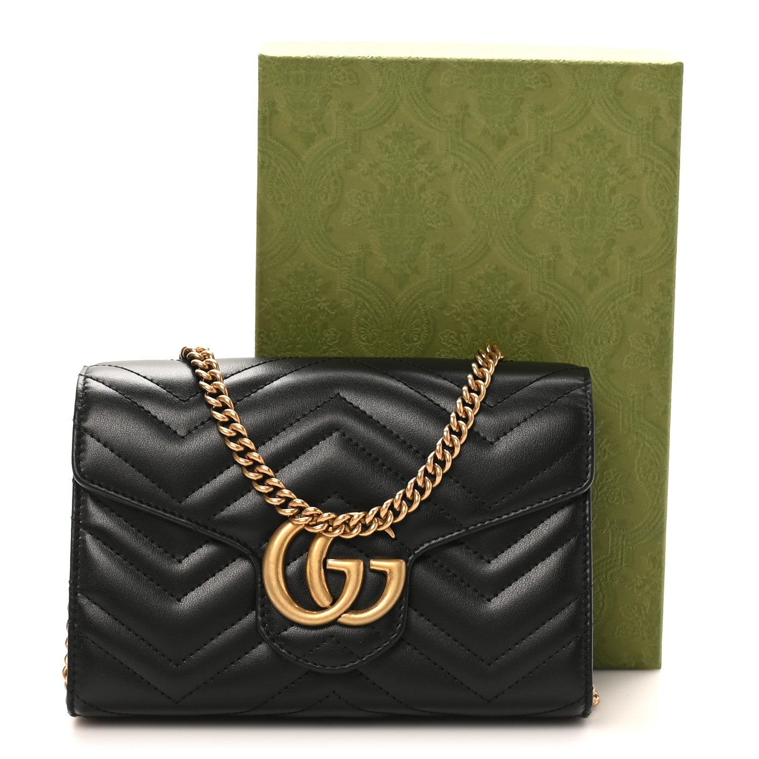 Gucci Calfskin Matelasse GG Marmont Chain Wallet Black 10 of 10