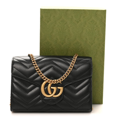 Gucci Calfskin Matelasse GG Marmont Chain Wallet Black 10 of 10