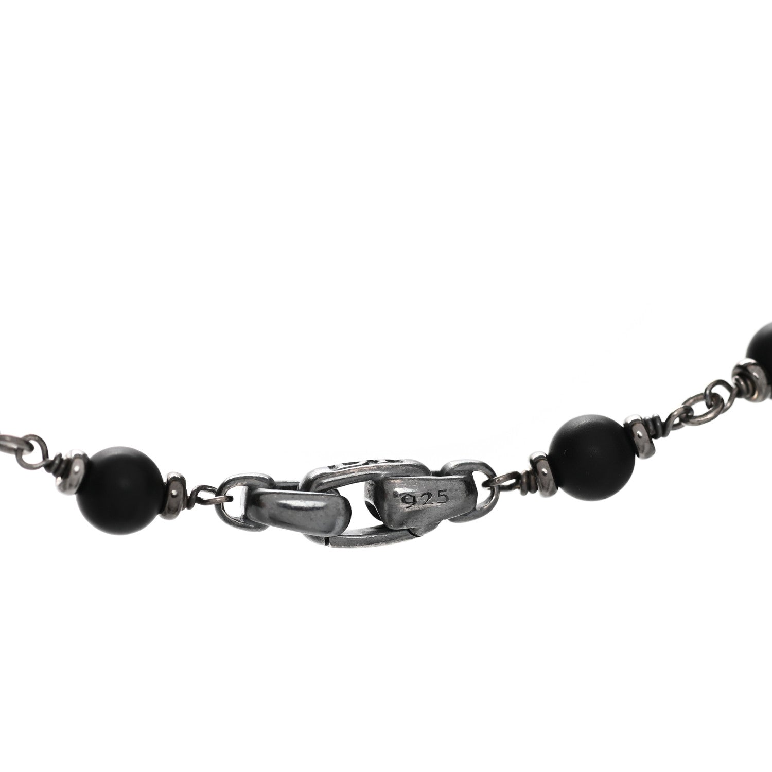 David Yurman Sterling Silver Black Onyx 6.5mm Spiritual Beads Necklace 5 of 5