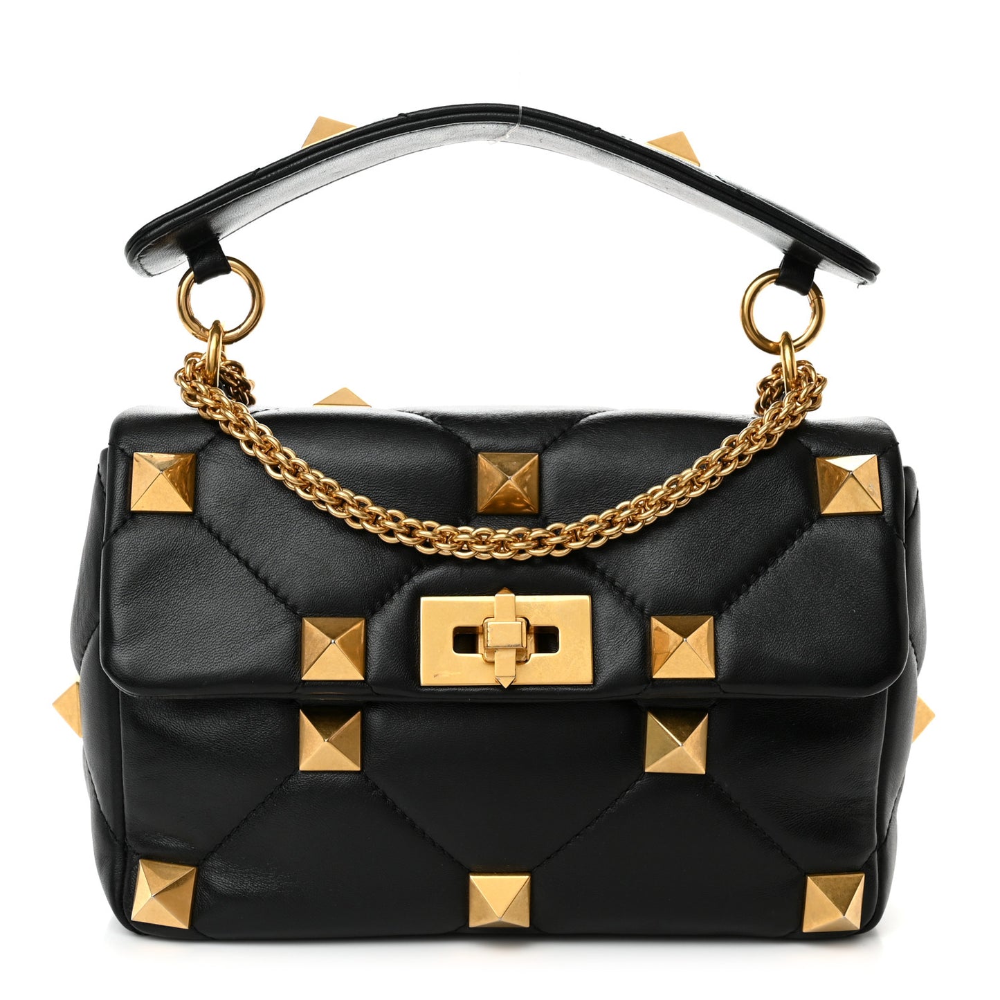 Nappa Medium Roman Stud Shoulder Bag Black