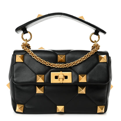 Valentino Garavani Nappa Medium Roman Stud Shoulder Bag Black 1 of 14