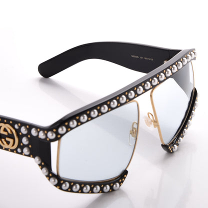 Gucci Acetate Pearl Rectangular Frame Sunglasses GG0234S Black 6 of 9