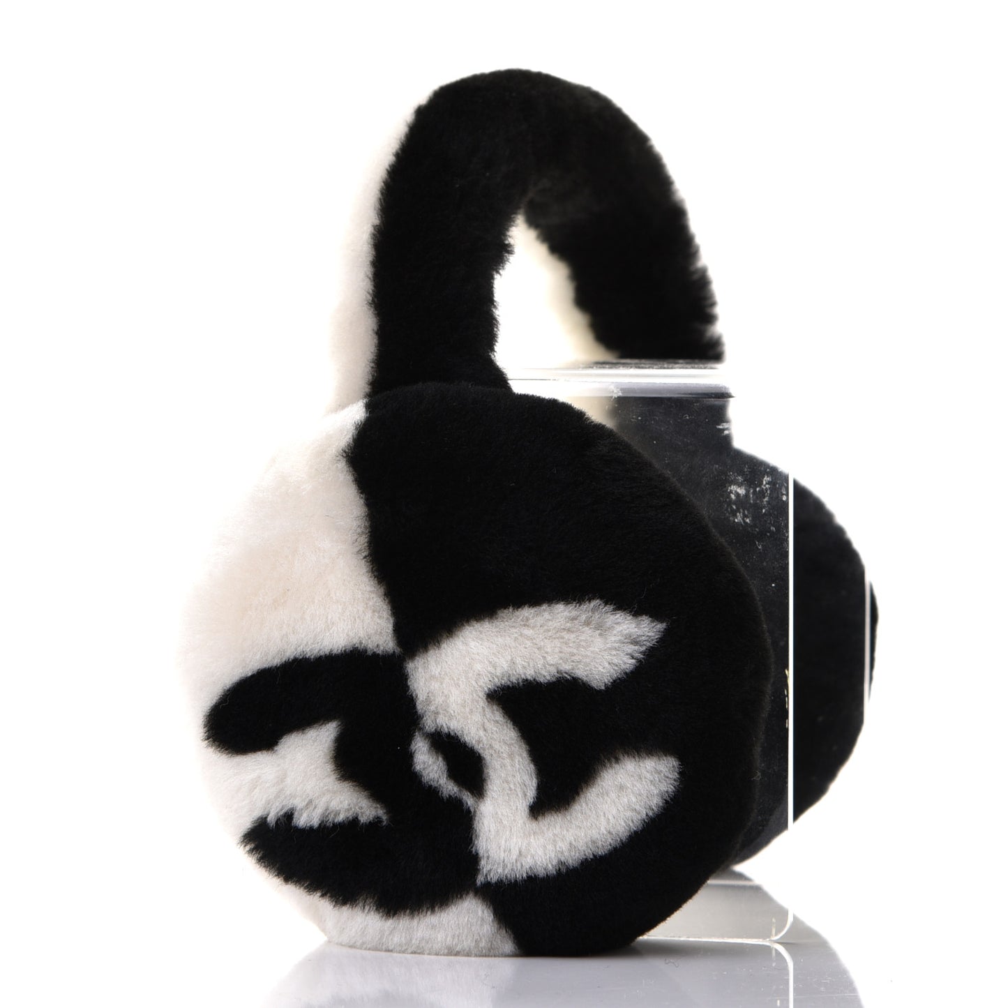 Shearling CC Ear Muffs Black White