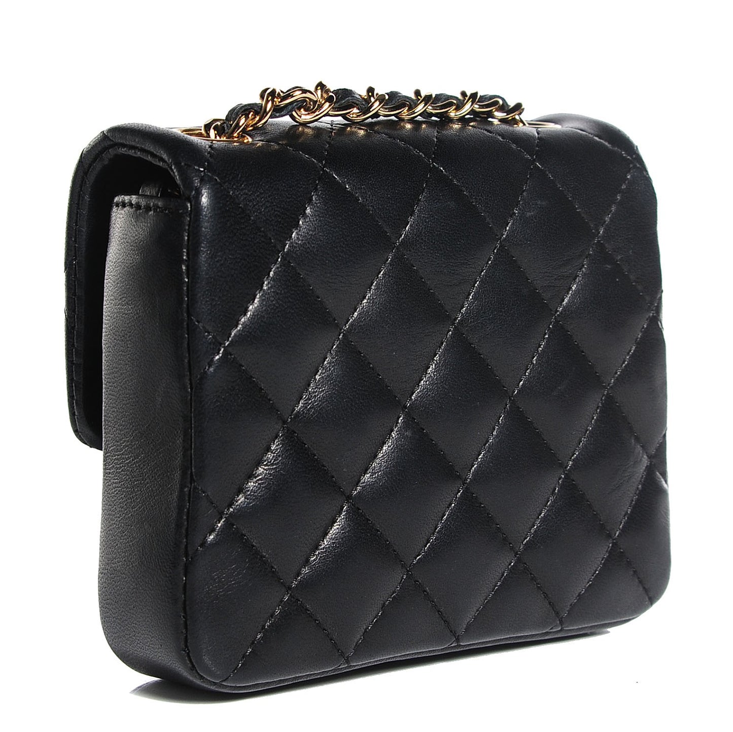 Lambskin Quilted Mini Square Flap Black