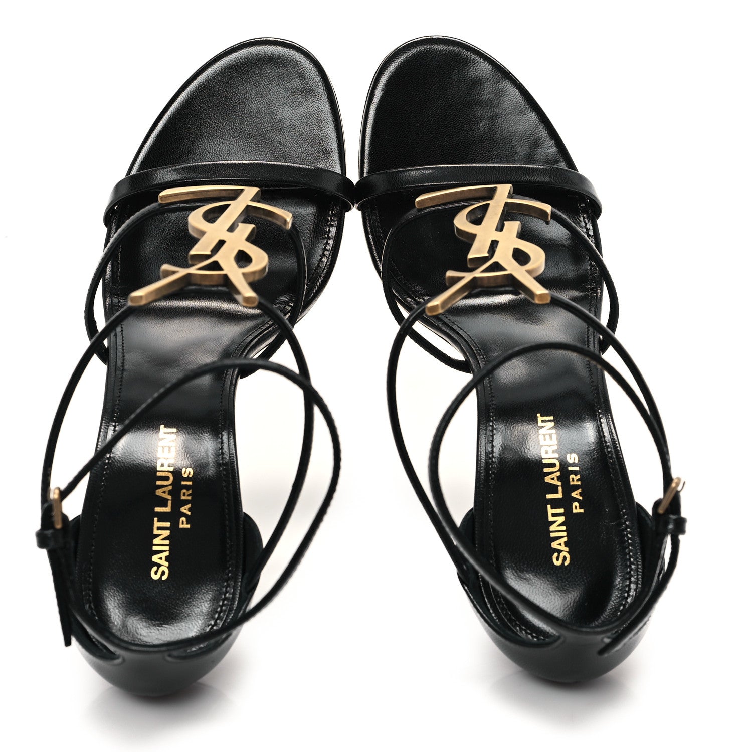 Saint Laurent Calfskin Cassandra 100 Ankle Strap Sandals 39 Black 2 of 10