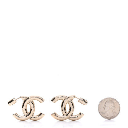 Chanel Metal Large CC Earrings Light Gold 2 of 4