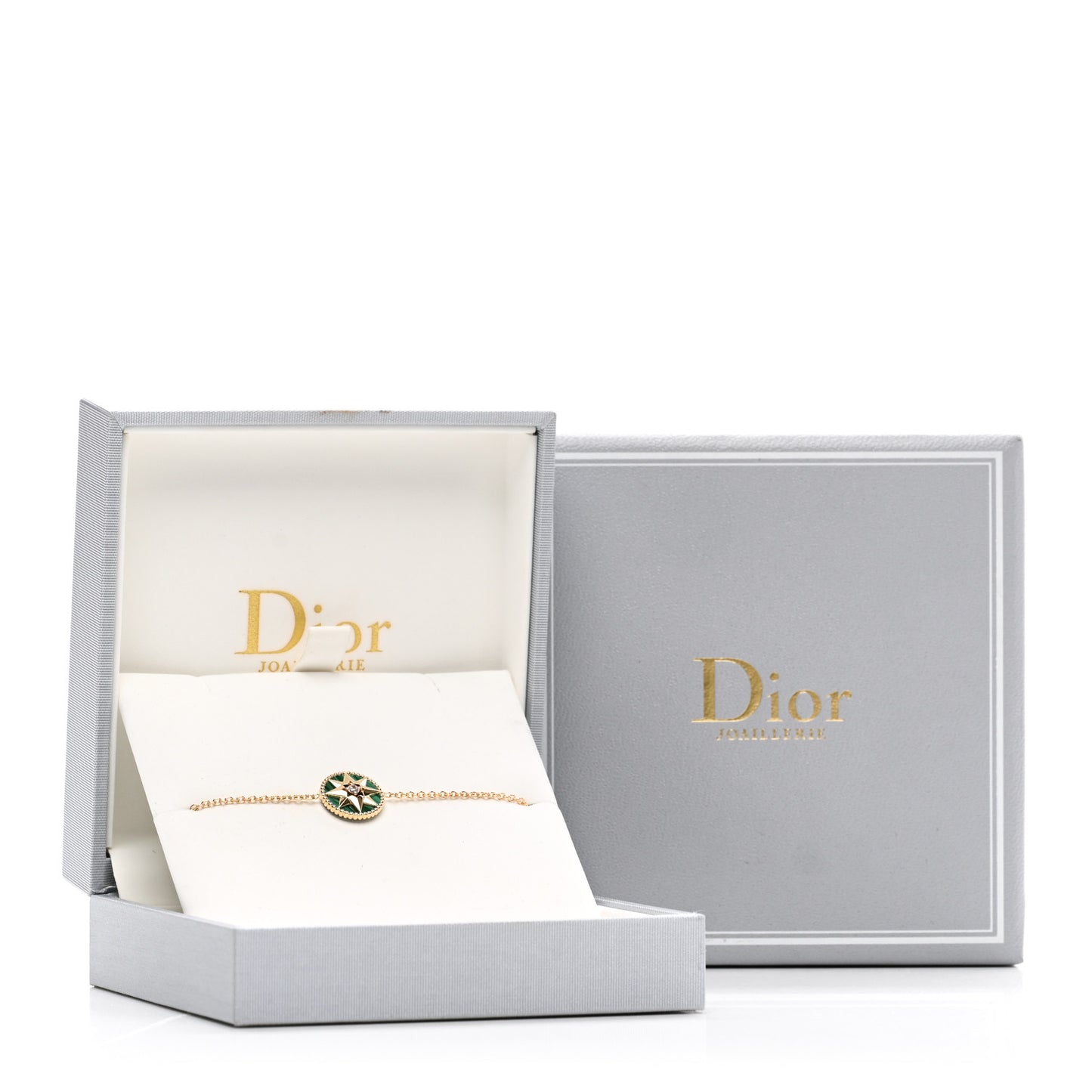 18K Yellow Gold Diamond Malachite Rose Des Vents Bracelet