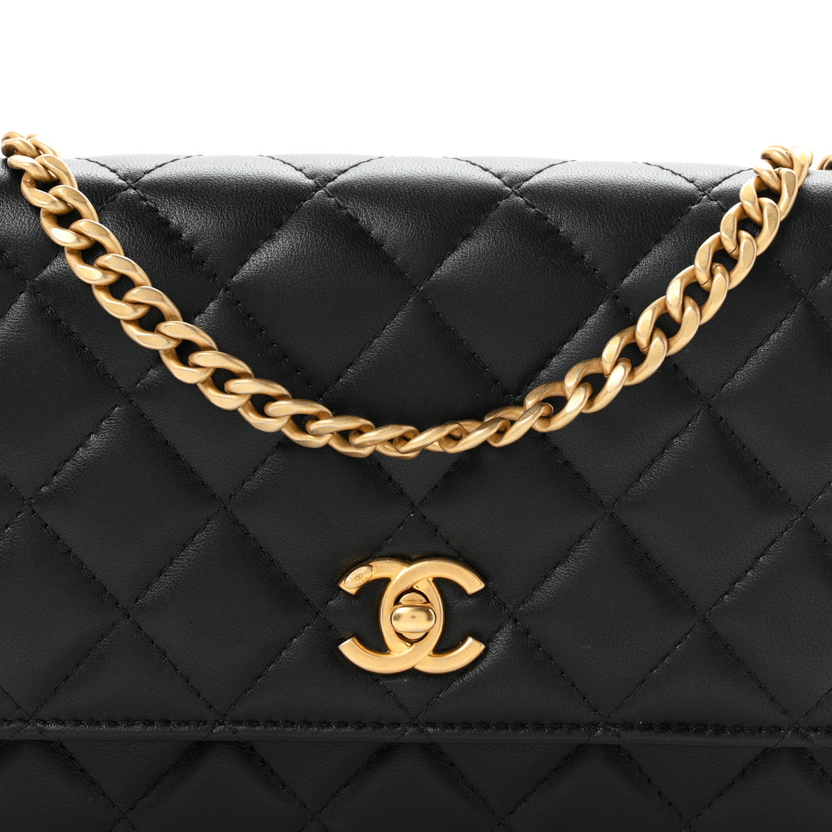 Chanel Lambskin Quilted Sweet Camellia Wallet on Chain WOC Black 9 of 12