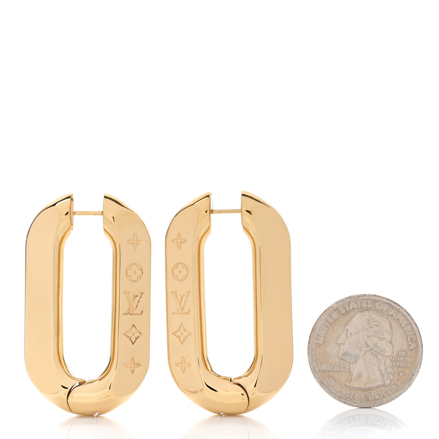 LV Edge Hoop Earrings MM Gold