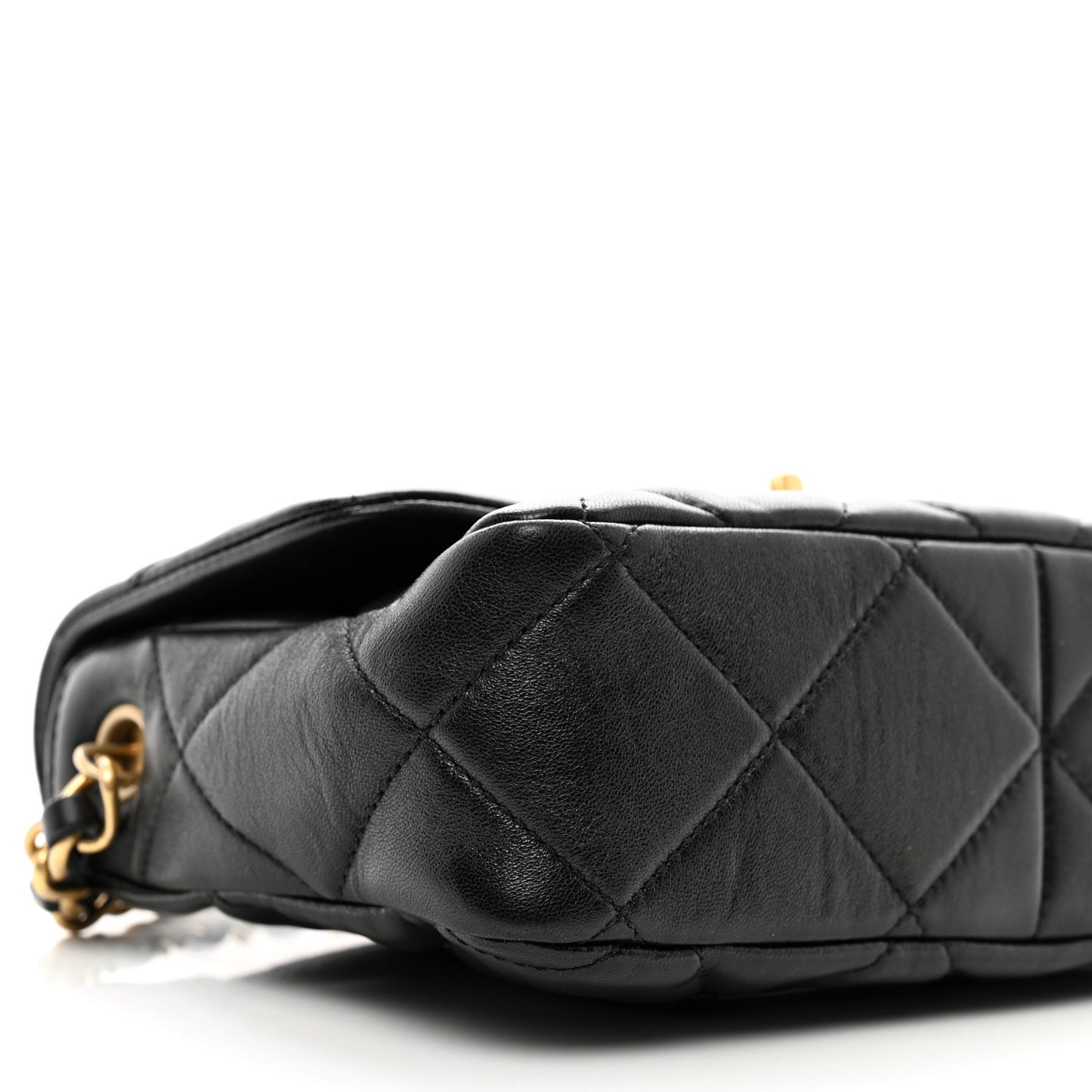 Lambskin Plexiglass Quilted Coco Love Flap Black