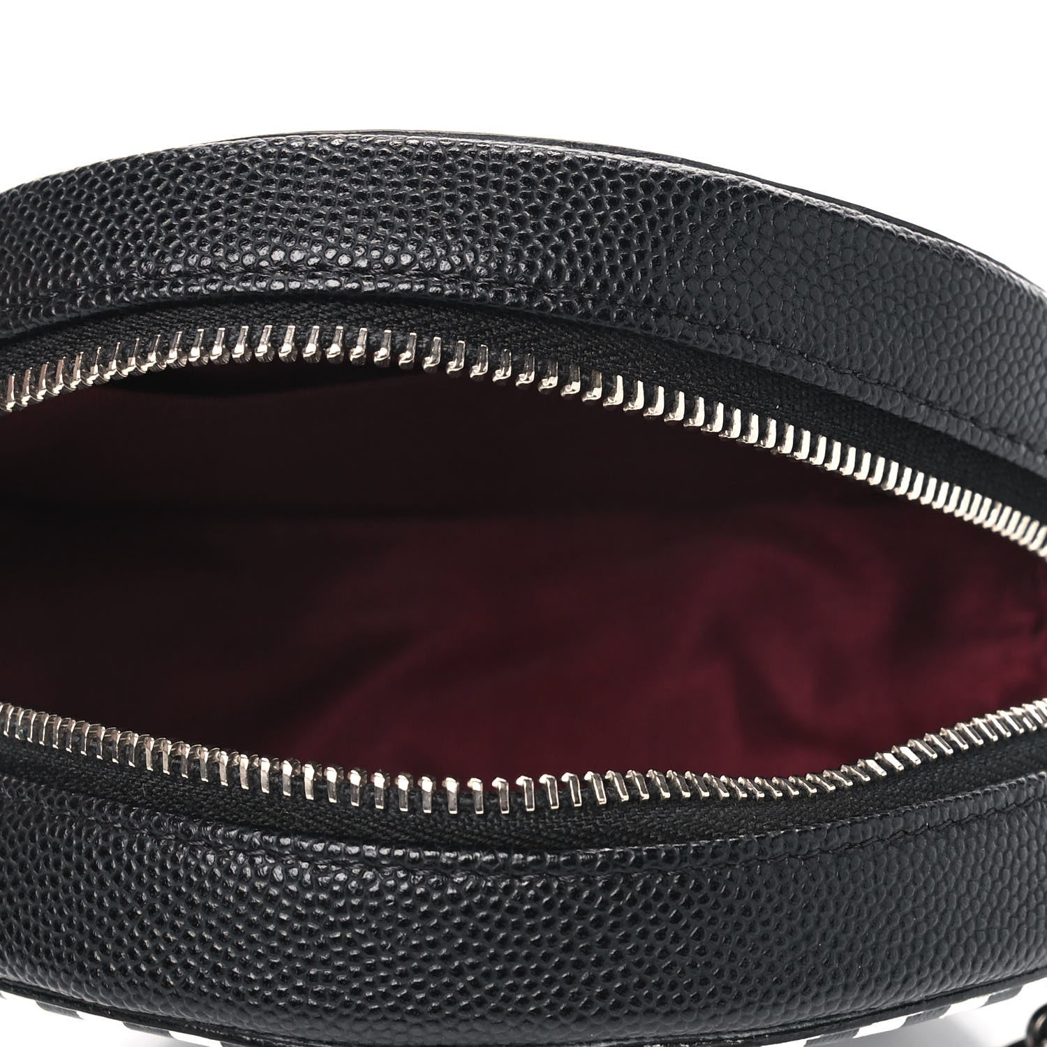 Chanel Caviar Quilted Filigree Round Clutch With Chain Black White 4 of 4