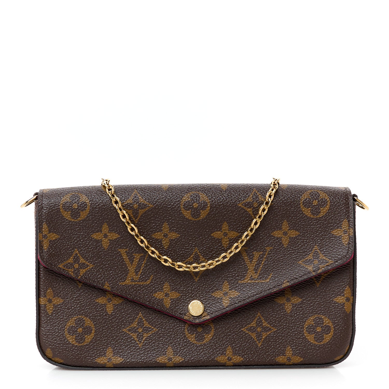 Louis Vuitton Monogram Pochette Felicie Chain Wallet Fuchsia 1 of 16