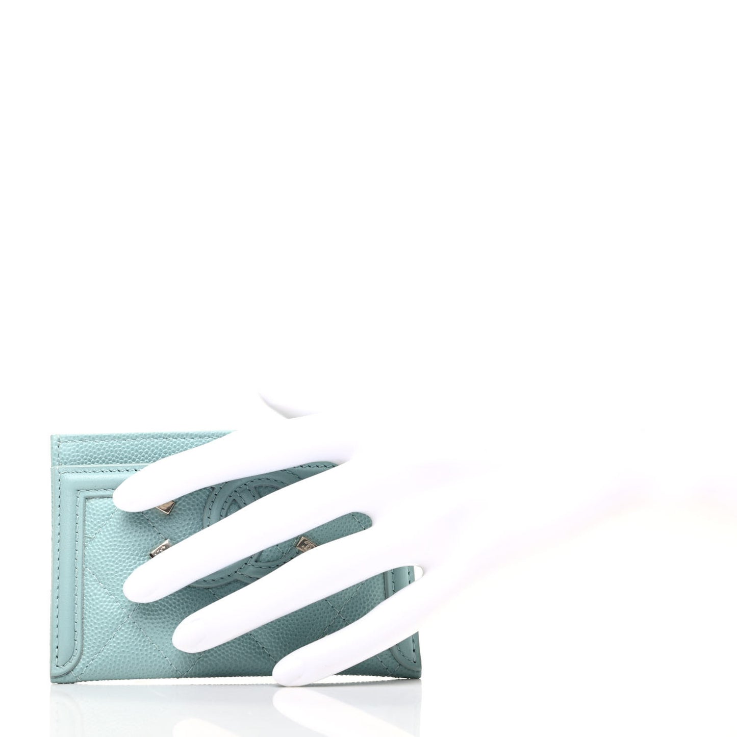 Caviar Quilted Filigree Card Holder Light Blue
