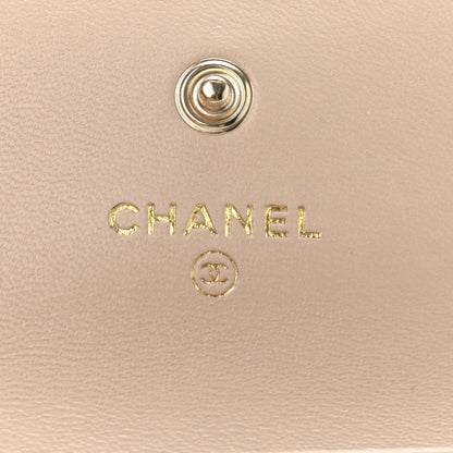 Chanel Lambskin Quilted Flap Card Holder Beige 6 of 10
