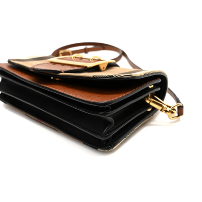 Burberry House Check Bridle Calfskin Small Madison Buckle Bag Tan 9 of 10