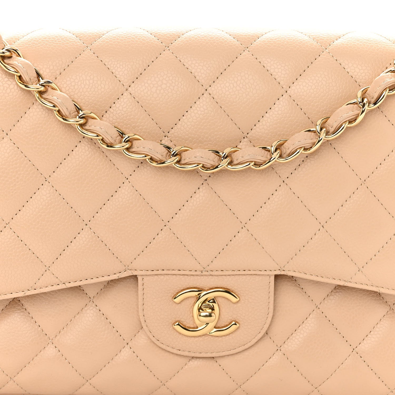 Chanel Caviar Quilted Jumbo Double Flap Beige Clair 7 of 13