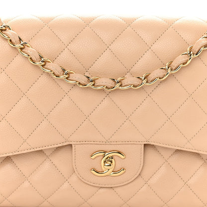 Chanel Caviar Quilted Jumbo Double Flap Beige Clair 7 of 13