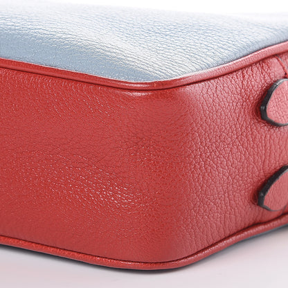 Miu Miu Goatskin Madras Double Zip Crossbody Bag Rosso Cielo 9 of 13